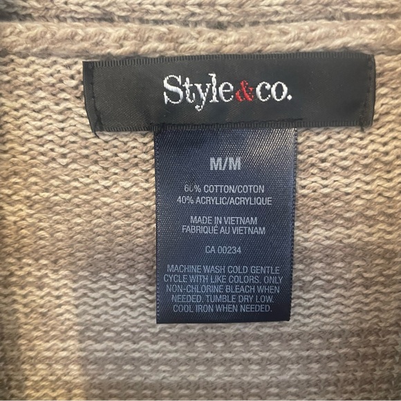 Size M Style & Co Fringe Trim Tan Sweater. Boho vibes EUC. - Picture 4 of 7